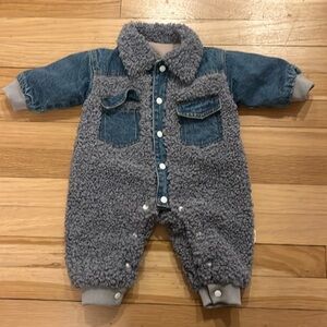 Infant Fleece Jumpsuit: Denim & Gray